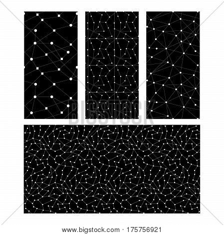 Black and white set of abstract seamless patterns