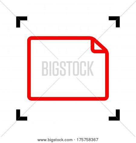 Horisontal document sign illustration. Vector. Red icon inside black focus corners on white background. Isolated.