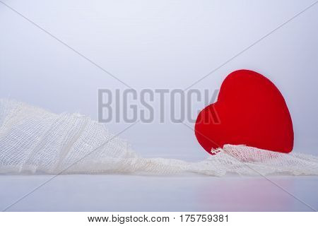red hearts hurting protect with facia on white background