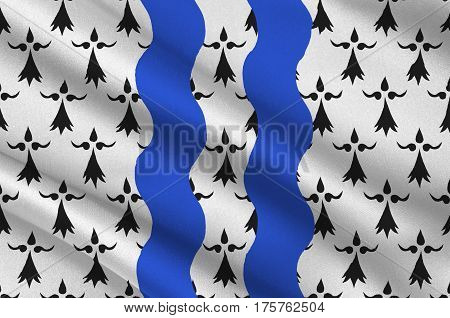 Flag of Ille-et-Vilaine is a department of France located in the region of Brittany. 3D illustration