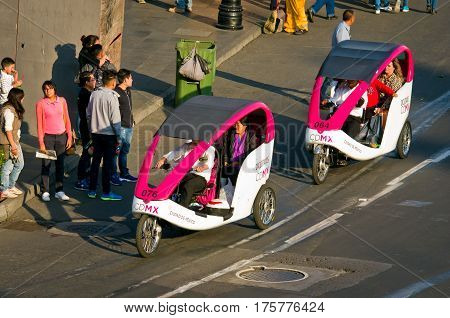Cycle Taxi At Zocalo In Mexico City