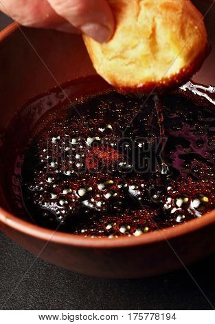 Making Profiterole Cake. Process.selective Focus