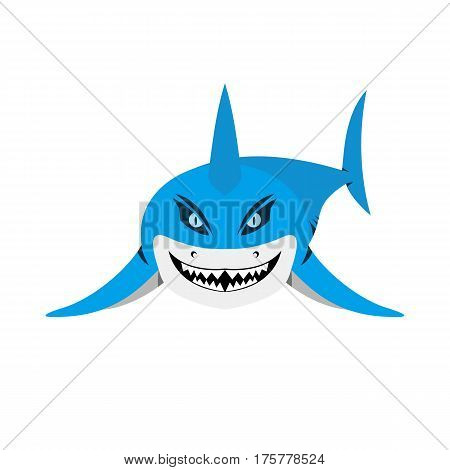 White shark illustration in flat design vector