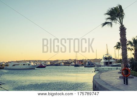 Berth With Yachts. Berth With Yachts. Beautiful Marina In Egypt.