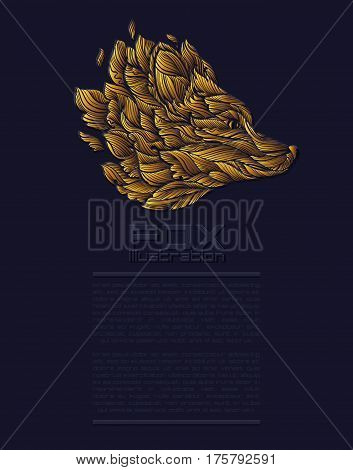 Vector Fox or Wolf Design Icon Logo Luxury Gold. Exclusive modern styled logotype. Presentation template