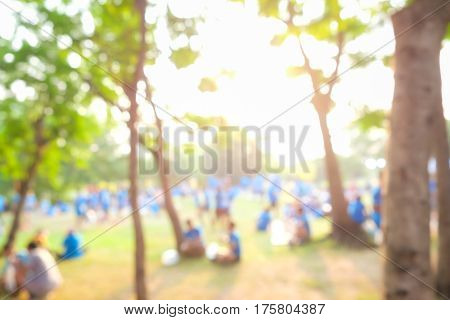 Blurred People Exercise In Pub Lic Park