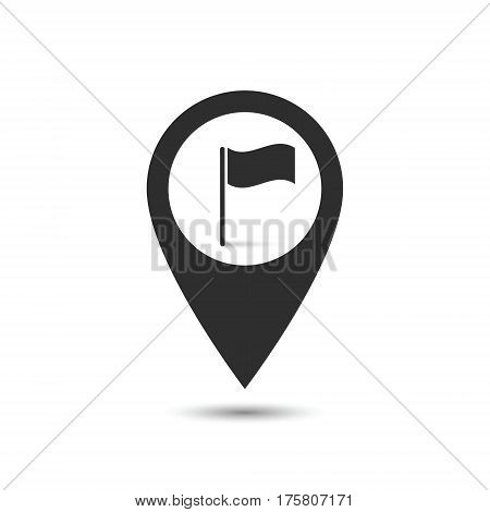 Map pointer with symbol flag and finish. For location maps. Mark icon. Sign for gps navigation. Pointer location. Vector isolated ilustration.