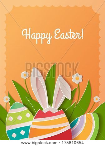 Happy Easter greeting card. A realistic vector image that simulates paper.