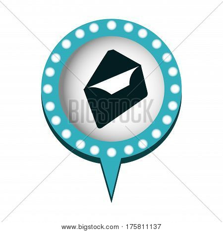 envelope mail in circular speech with blue contour with dotted and tail vector illustration