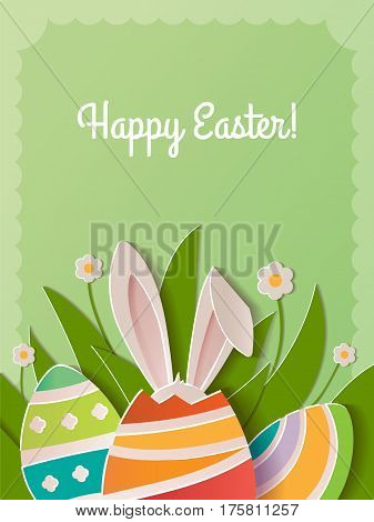 Happy Easter greeting card. A realistic vector image that simulates paper.