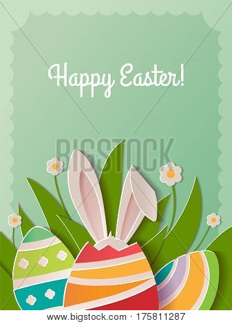 Happy Easter greeting card. A realistic vector image that simulates paper.