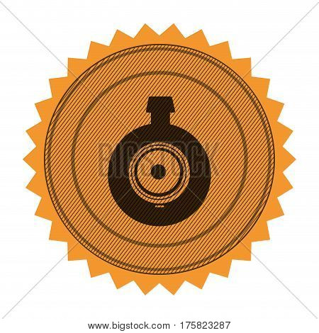 circular frame with contour sawtooth with video security camera lens vector illustration
