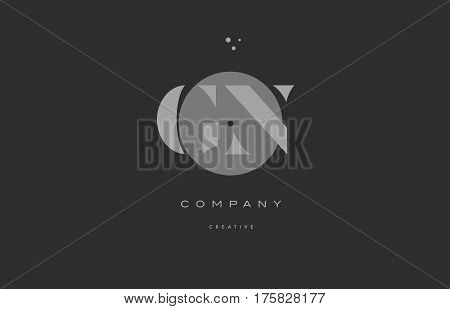 Gn G N  Grey Modern Alphabet Company Letter Logo Icon