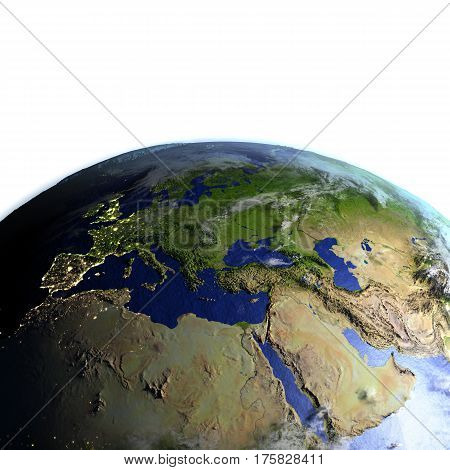Emea Region On Realistic Model Of Earth
