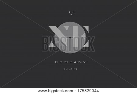 Ne N E  Grey Modern Alphabet Company Letter Logo Icon