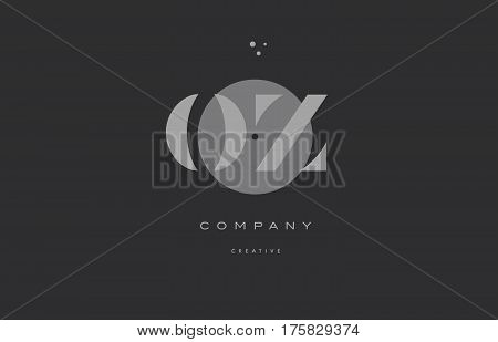 Oz O Z  Grey Modern Alphabet Company Letter Logo Icon