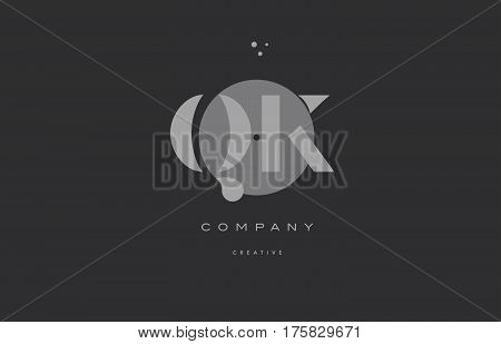 Qk Q K  Grey Modern Alphabet Company Letter Logo Icon