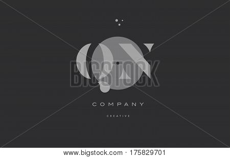 Qn Q N  Grey Modern Alphabet Company Letter Logo Icon