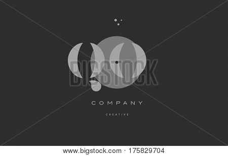 Qo Q O  Grey Modern Alphabet Company Letter Logo Icon