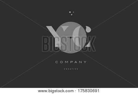 Yc Y C  Grey Modern Alphabet Company Letter Logo Icon