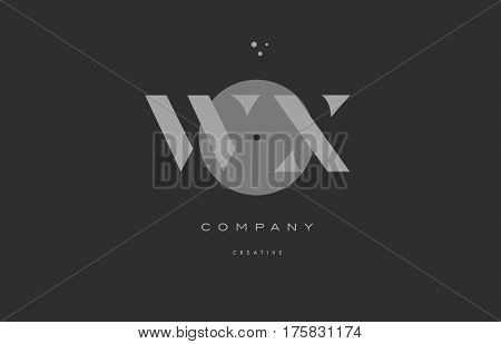 Wx W X  Grey Modern Alphabet Company Letter Logo Icon