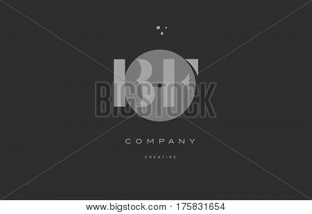 Bf B F  Grey Modern Alphabet Company Letter Logo Icon