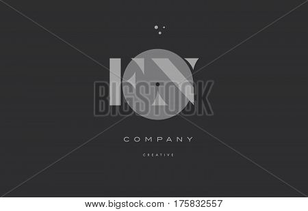 Fn F N  Grey Modern Alphabet Company Letter Logo Icon