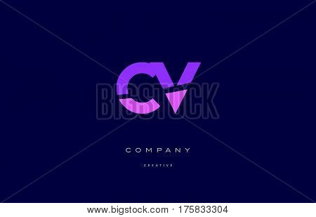 Cv C V  Pink Blue Alphabet Letter Logo Icon