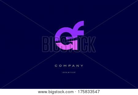 Ef E F  Pink Blue Alphabet Letter Logo Icon