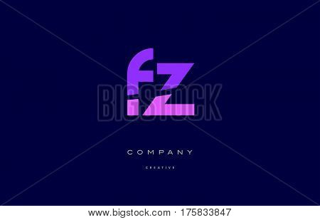Fz F Z  Pink Blue Alphabet Letter Logo Icon