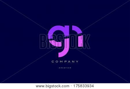 Gn G N  Pink Blue Alphabet Letter Logo Icon