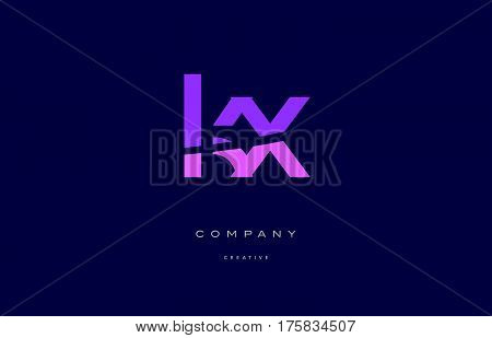Kx K X  Pink Blue Alphabet Letter Logo Icon