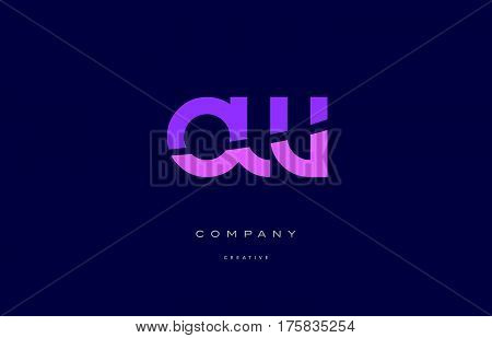 Ow O W  Pink Blue Alphabet Letter Logo Icon