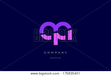 Pz P Z  Pink Blue Alphabet Letter Logo Icon