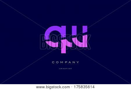 Qw Q W  Pink Blue Alphabet Letter Logo Icon