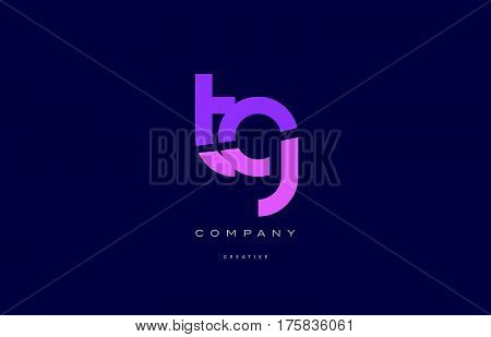 Tg T G  Pink Blue Alphabet Letter Logo Icon