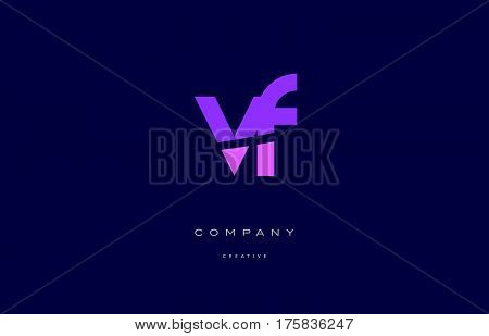 Vf V F  Pink Blue Alphabet Letter Logo Icon