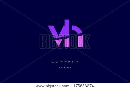 Vh V H  Pink Blue Alphabet Letter Logo Icon