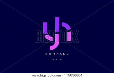 Yh Y H  Pink Blue Alphabet Letter Logo Icon