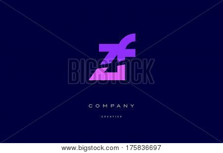 Zf Z F  Pink Blue Alphabet Letter Logo Icon