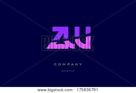 Zw Z W  Pink Blue Alphabet Letter Logo Icon