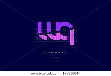 Wq W Q  Pink Blue Alphabet Letter Logo Icon