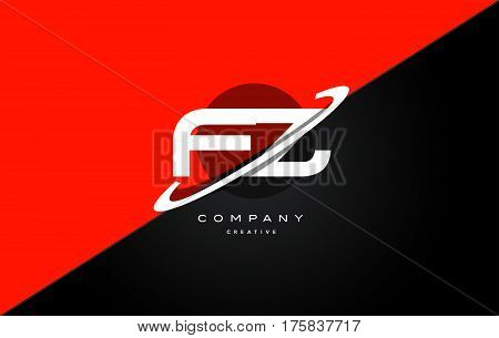 Fz F Z  Red Black Technology Alphabet Company Letter Logo Icon