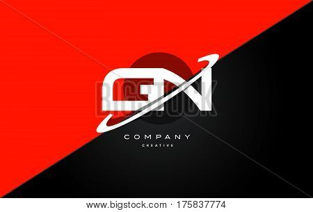 Gn G N  Red Black Technology Alphabet Company Letter Logo Icon