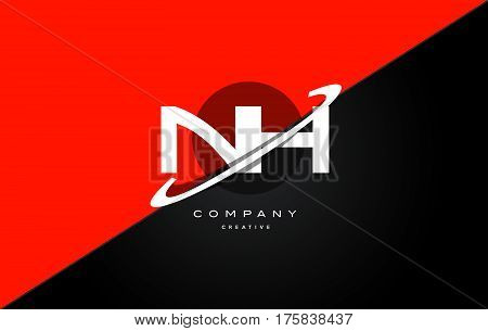 Nh N H  Red Black Technology Alphabet Company Letter Logo Icon