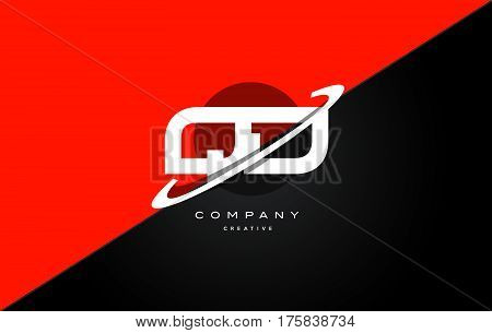 Qd Q D  Red Black Technology Alphabet Company Letter Logo Icon