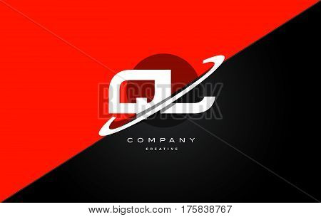Ql Q L  Red Black Technology Alphabet Company Letter Logo Icon
