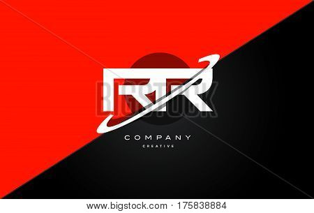 Rr R  Red Black Technology Alphabet Company Letter Logo Icon