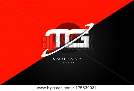 Tg T G  Red Black Technology Alphabet Company Letter Logo Icon