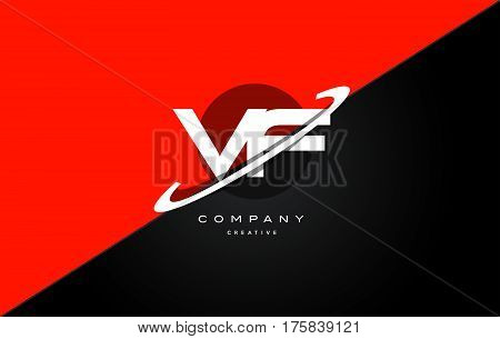 Vf V F  Red Black Technology Alphabet Company Letter Logo Icon